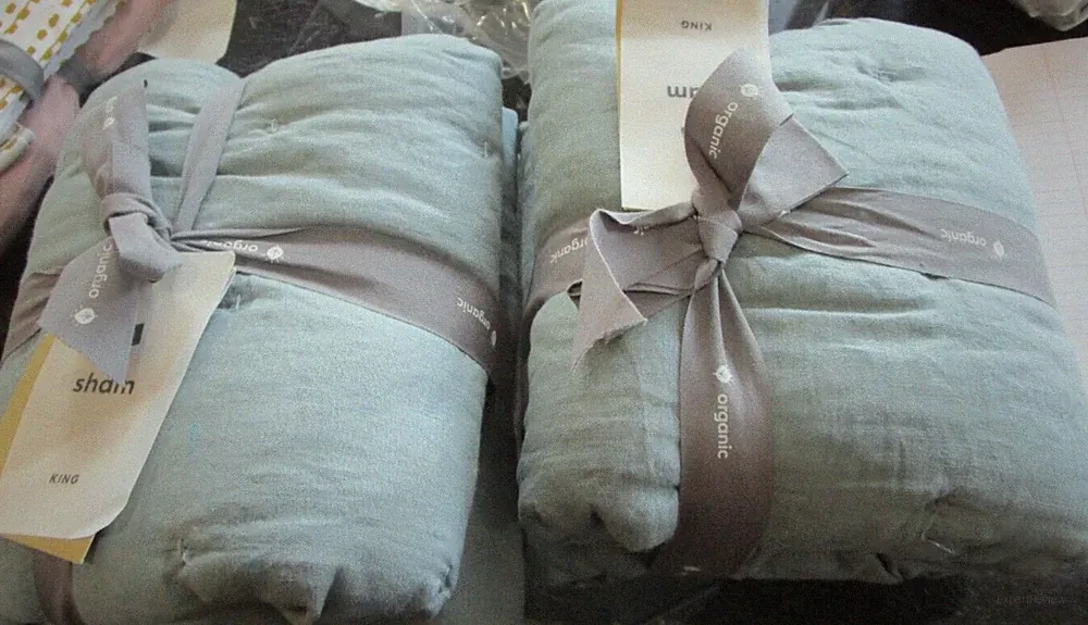 2 West Elm linen quilted lofty Tack stitch euro shams ocean New w tags
