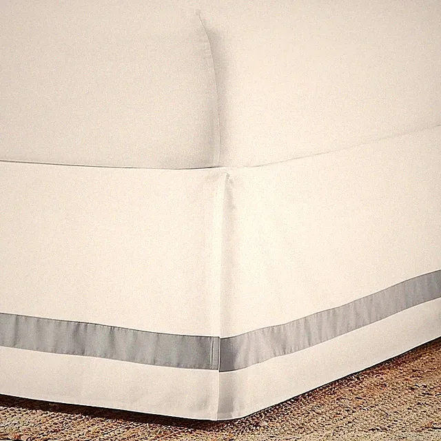 Everhome Bedskirt Emory Hotel Border California King White Grey Tailored 15 Drop
