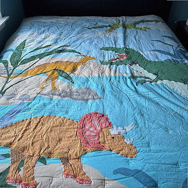 National Geographic x West Elm Queen Size Dinosaur Quilt 84" x 86" Bedspread