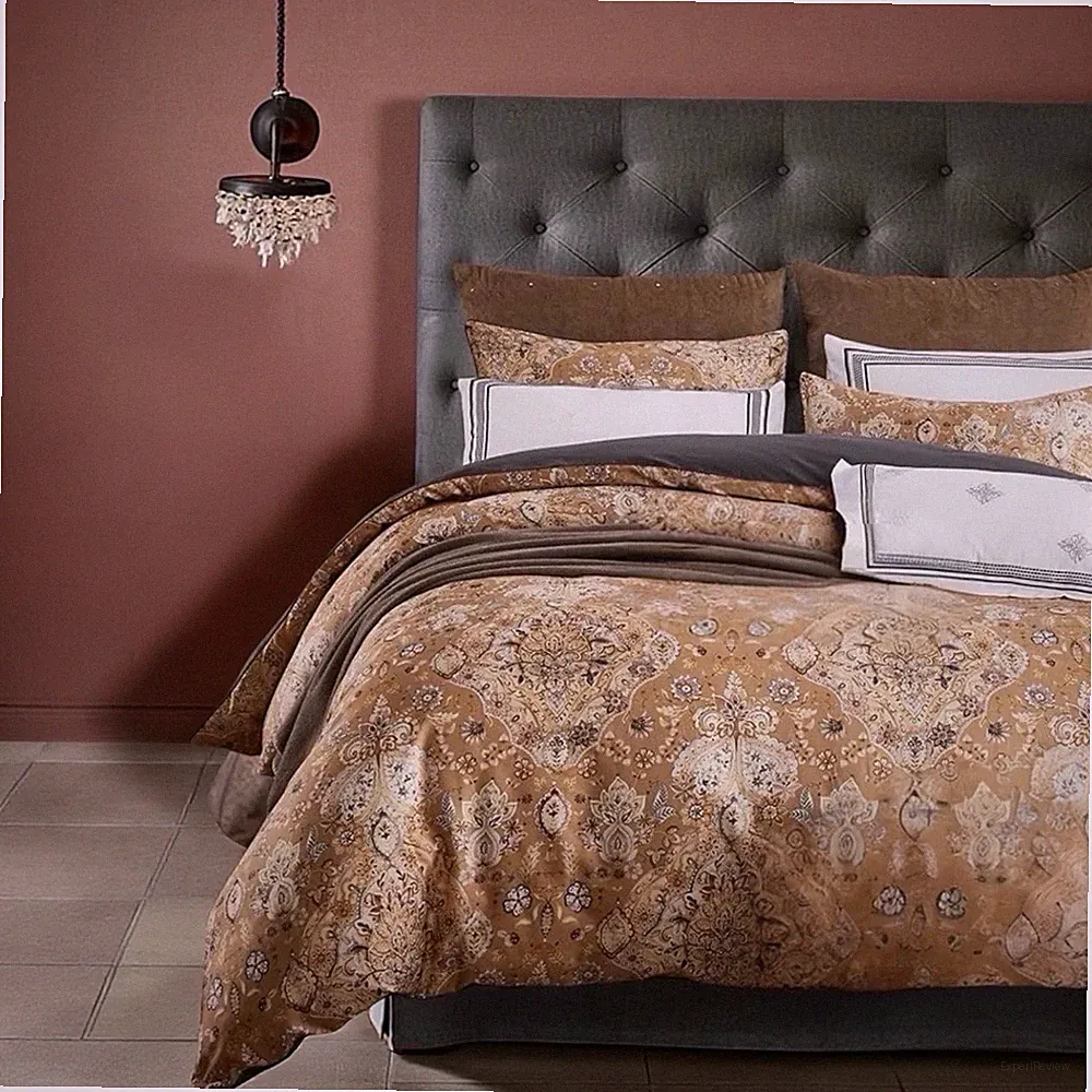 NEW West Elm Beige Floral Damask Paisley Queen / King Bedding Duvet & Sham Set