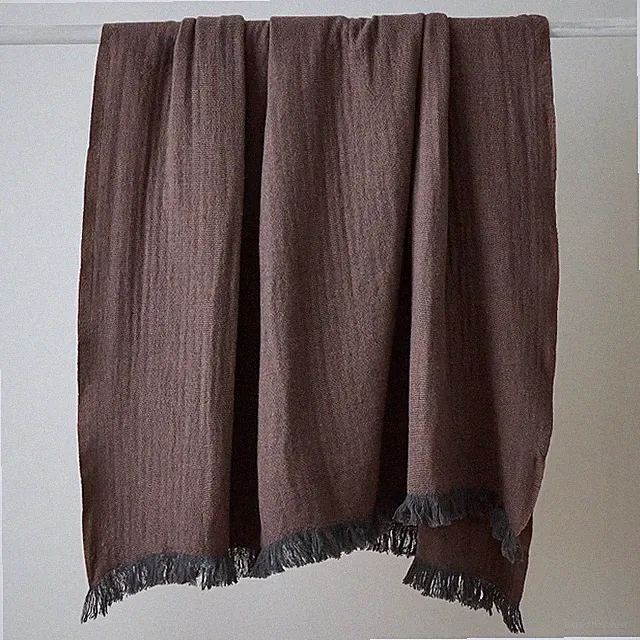 New! West Elm Graphite Wool Two-Tone 50"w x 60"l throw with fringe