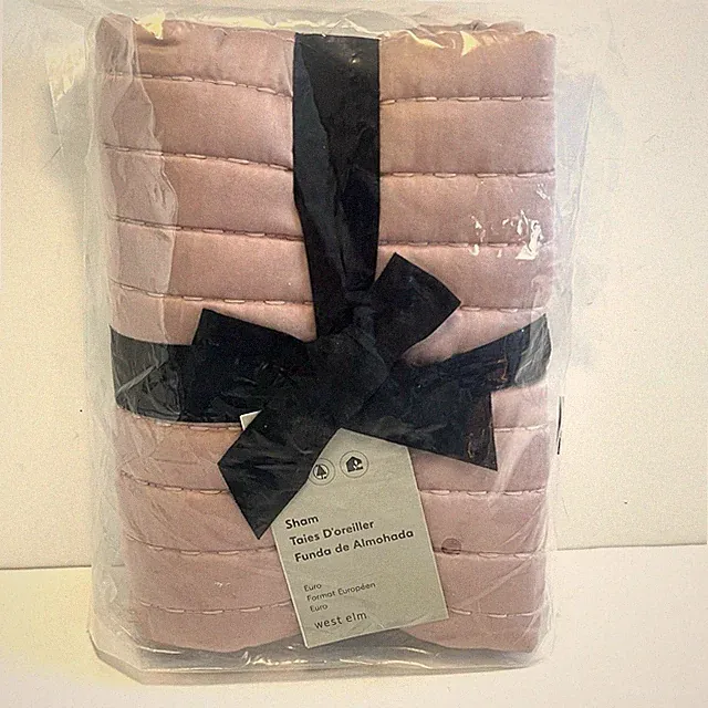 NEW West Elm Silky TENCEL™ Pick Stitch Quilted Euro Sham Dusty Pink