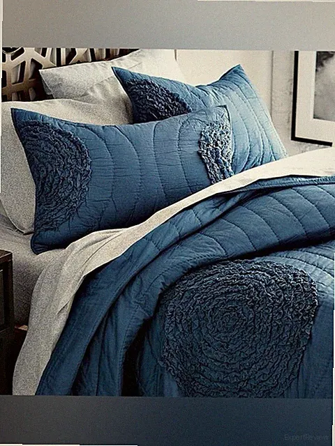 Welt Elm Navy Blue Ruffled Circle 100% Cotton Home Bedding Quilt 68inx 88in