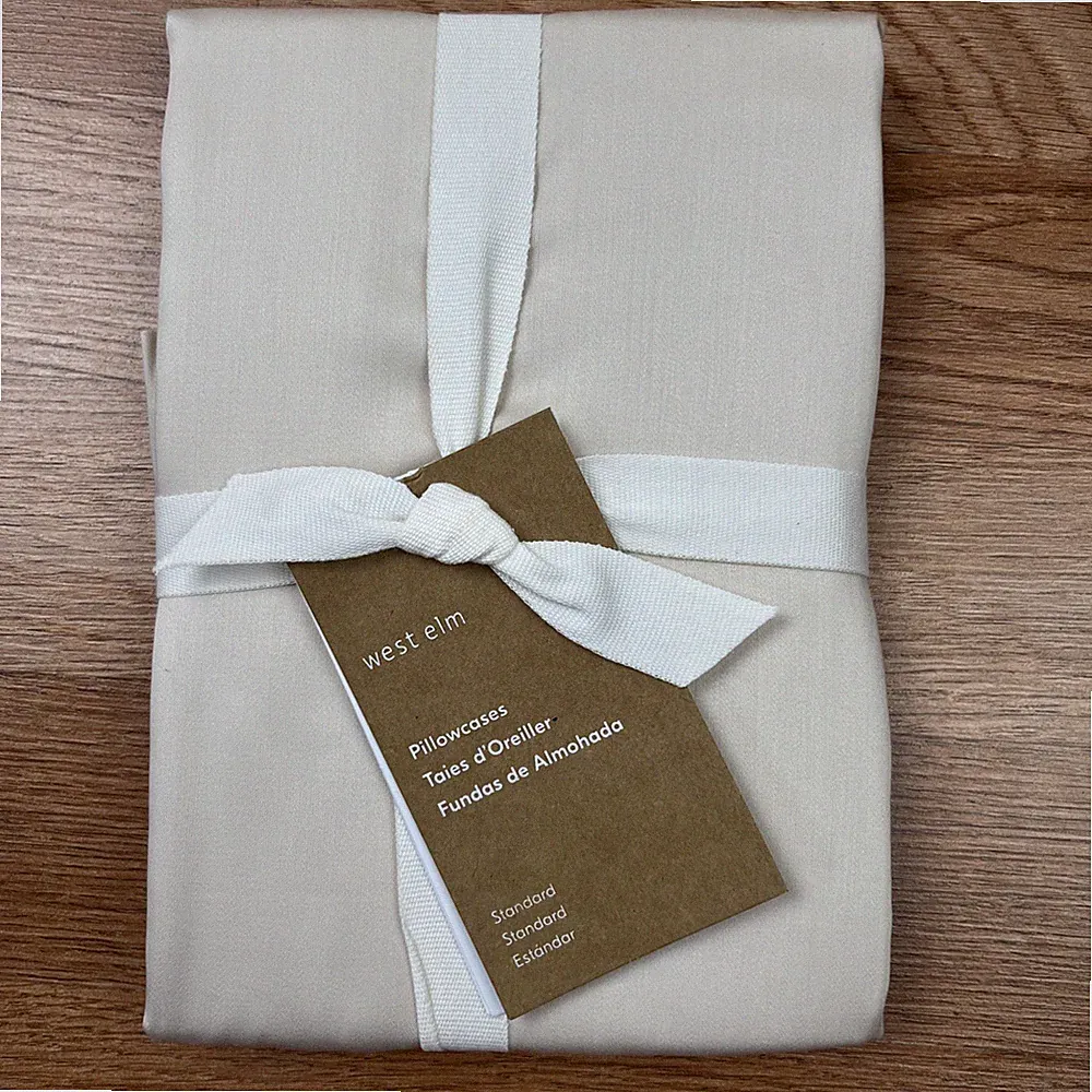 West Elm 2 Pack Silky Tencel Standard Size Pillowcases in Sand NEW