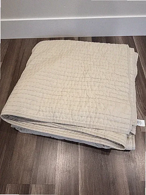 West Elm Airy Cotton Voile Solid Quilt - Full/Queen - Sand