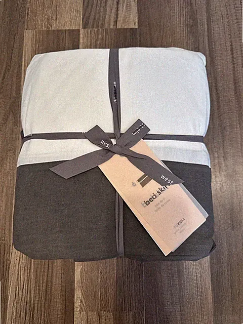 West Elm Belgian Linen Bedskirt - Full - Slate