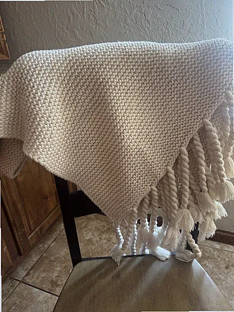 West Elm Chunky Tassel Throw Blanket. Beige/Cream. 44x56. Nice!