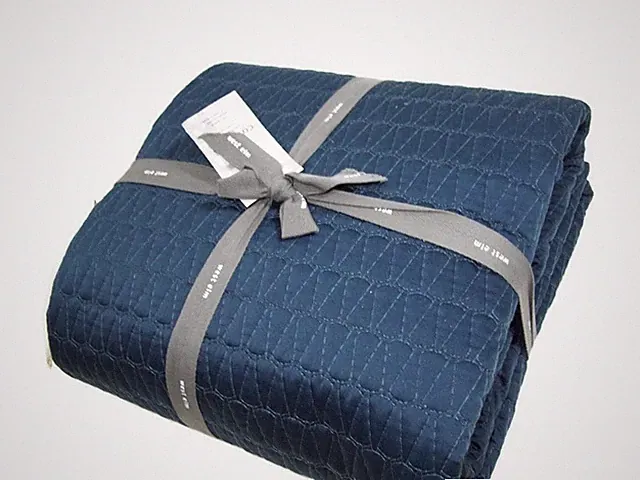 West Elm Dark Blue Gramercy Full Queen Coverlet New