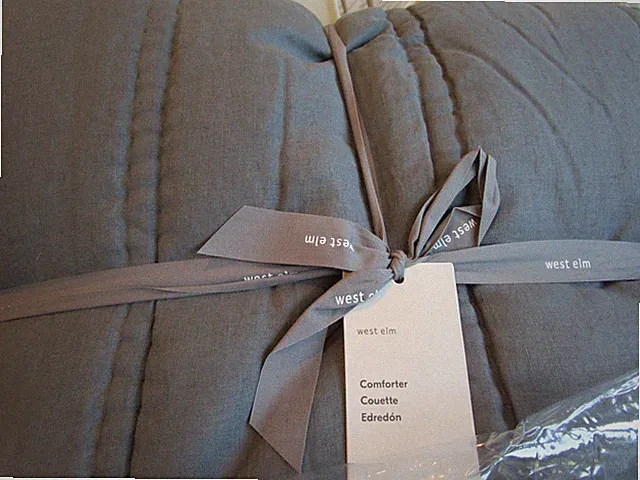 West Elm European flax Linen comforter full queen graphite New w tags