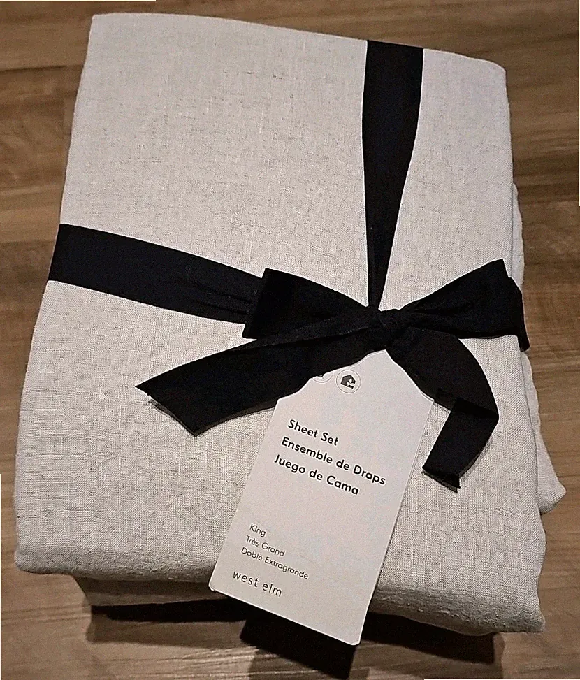 West Elm European Flax Linen King Sheet Set