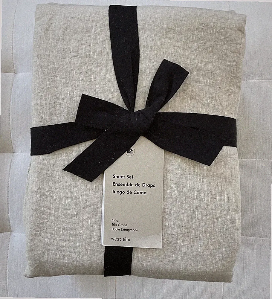 West Elm EUROPEAN FLAX LINEN Sheet Set King Natural Flax NWT
