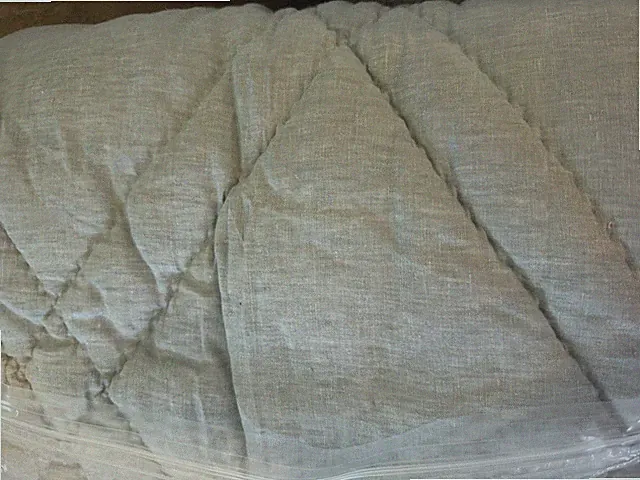 West elm European Linen Bias Box Stitch Comforter silver melange twin sample