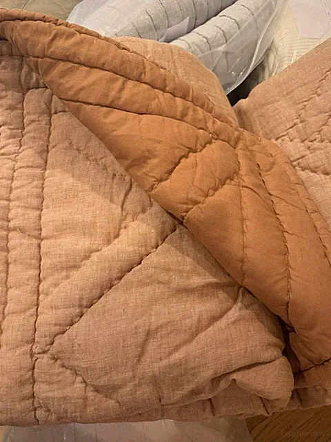 West elm European Linen Bias Box Stitch Comforter terracotta melange twin sample