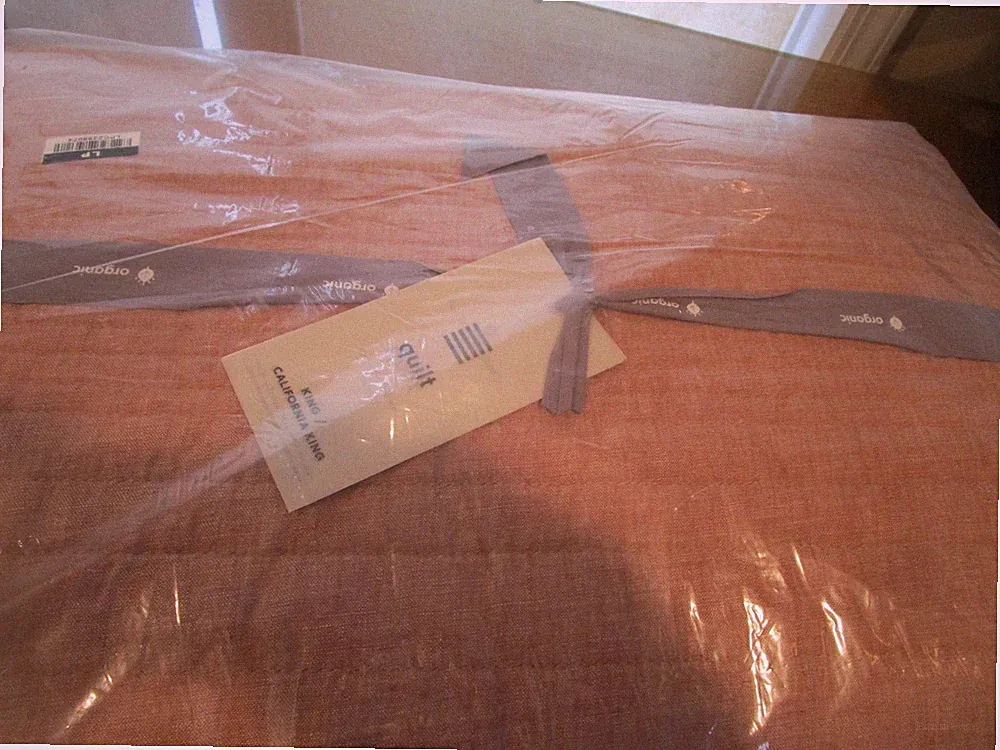 West Elm European Linen Linework Quilt king terracotta New w tag