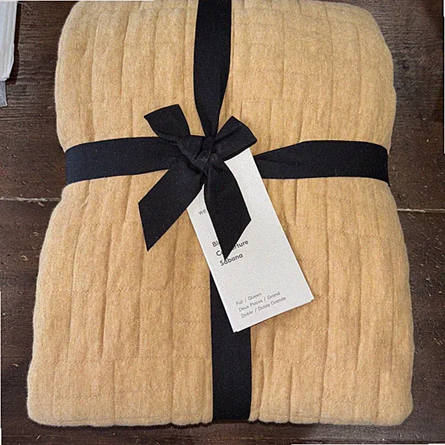 West Elm Full/Queen Organic Cotton Cloud Jersey Linear Blanket Teracotta NWT F/Q