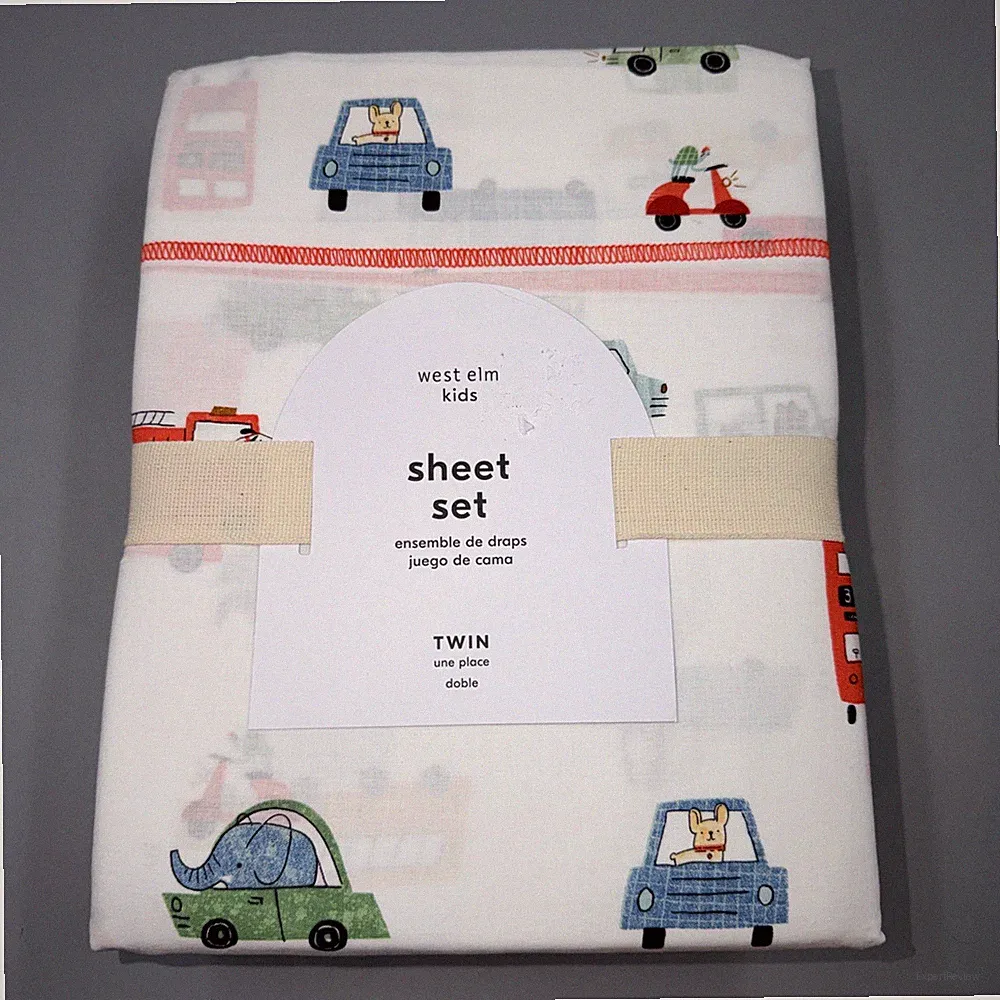 West Elm Kids - Carpool Critters- Sheet Set - Twin- New