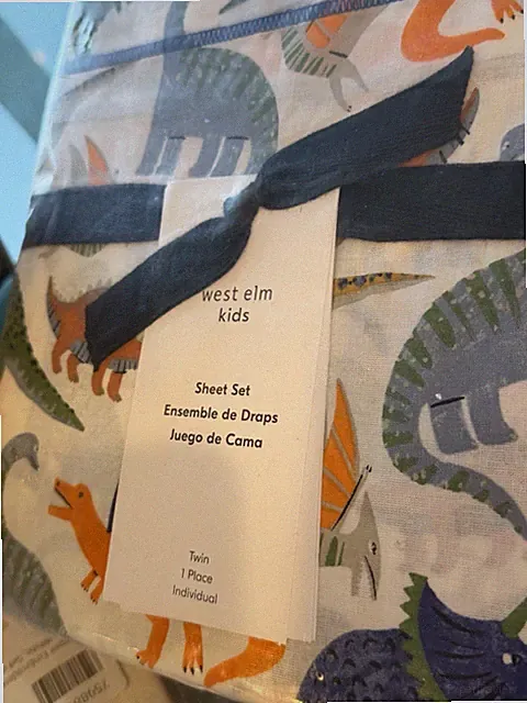 West elm Kids dino dinosaur Sheet Set blue green twin New w tags