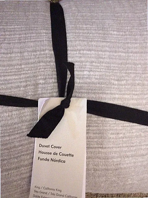 West Elm King / Cal King Chandler Ribbed Cotton Duvet Cover Earl Gray NWT Solid