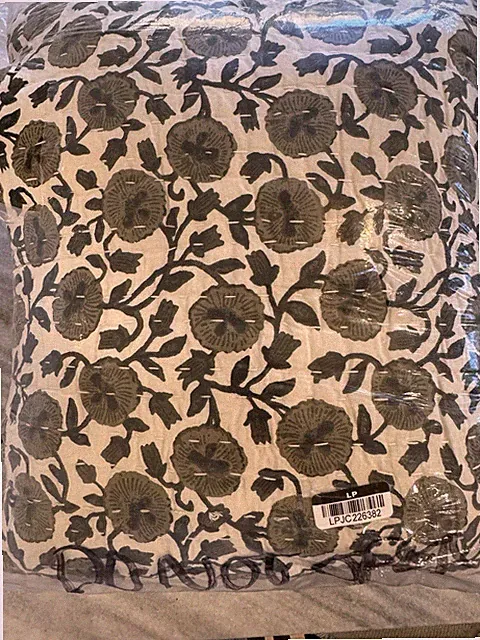 West Elm Laney Floral Quilt Full Queen Elm Green Reversible Vintage Dark Greens