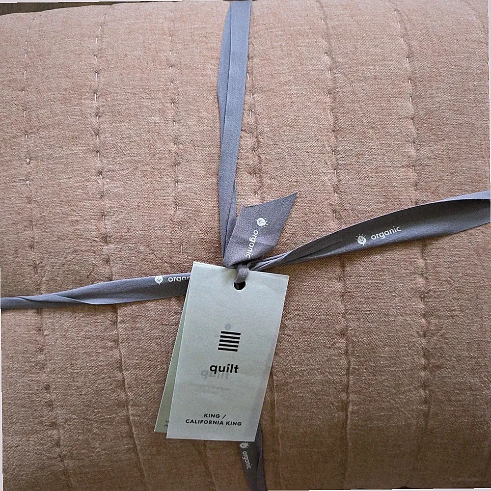 West Elm Linen Cotton Pick Stitch King Quilt Terracotta NEW