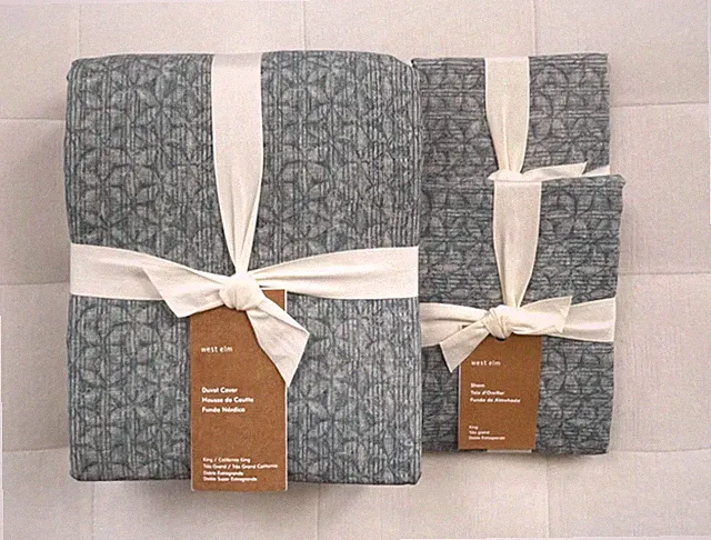 West Elm LUCIE FLORAL Duvet King/ California King & 2 King Shams ~Ocean~ NWT