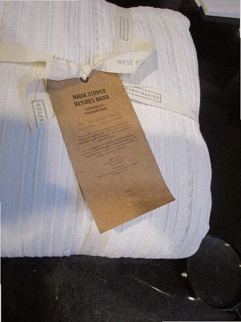 West Elm Nadia stripe Coverlet King ivory New w tag