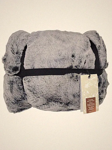 West Elm Oversized Faux Fur Throw 60"x80" Chinchilla NWT