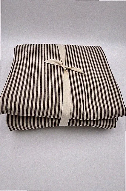 West Elm Pierce & Ward Cotton Linen Stripe Duvet Cover ~ King/Cal. ~Brown