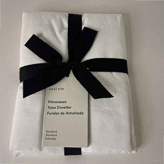 West Elm Pillowcases Organic Cotton Standard Set of 2 Washed Cotton White NIP