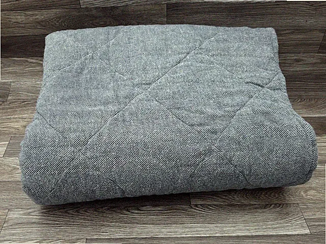 West Elm Queen Coverlet Cover Blanket Blue Herringbone Organic Cotton