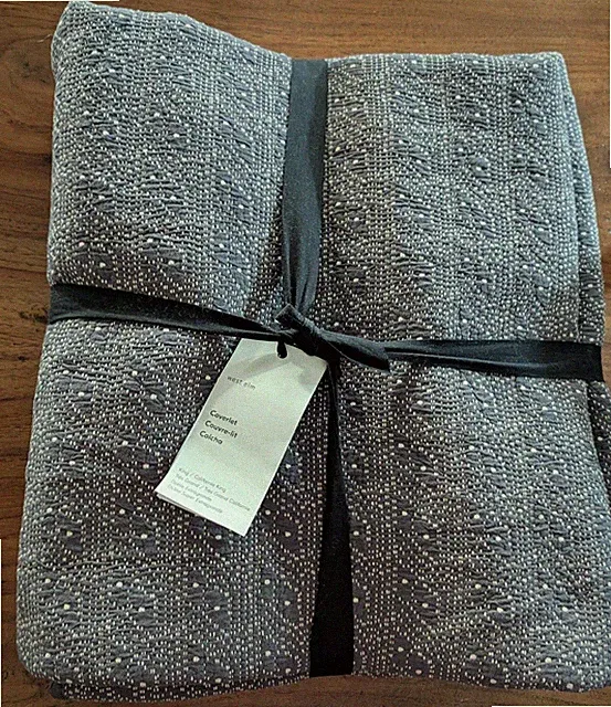 west elm Reflections Matelasse Origin Coverlet - King/CKing-Charcoal-NWT