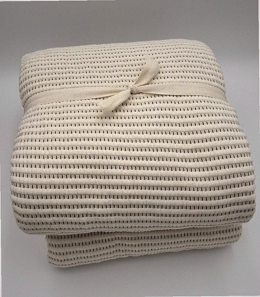 West ELm Reversible Contrast Bed Blanket ~ King/cal. ~ Alabaster ~READ