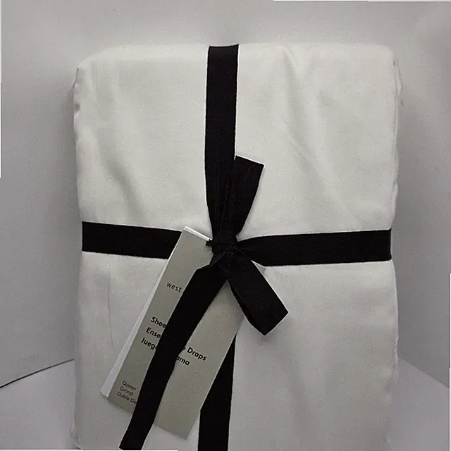West Elm Silky Tencel Queen Sheet Set White New