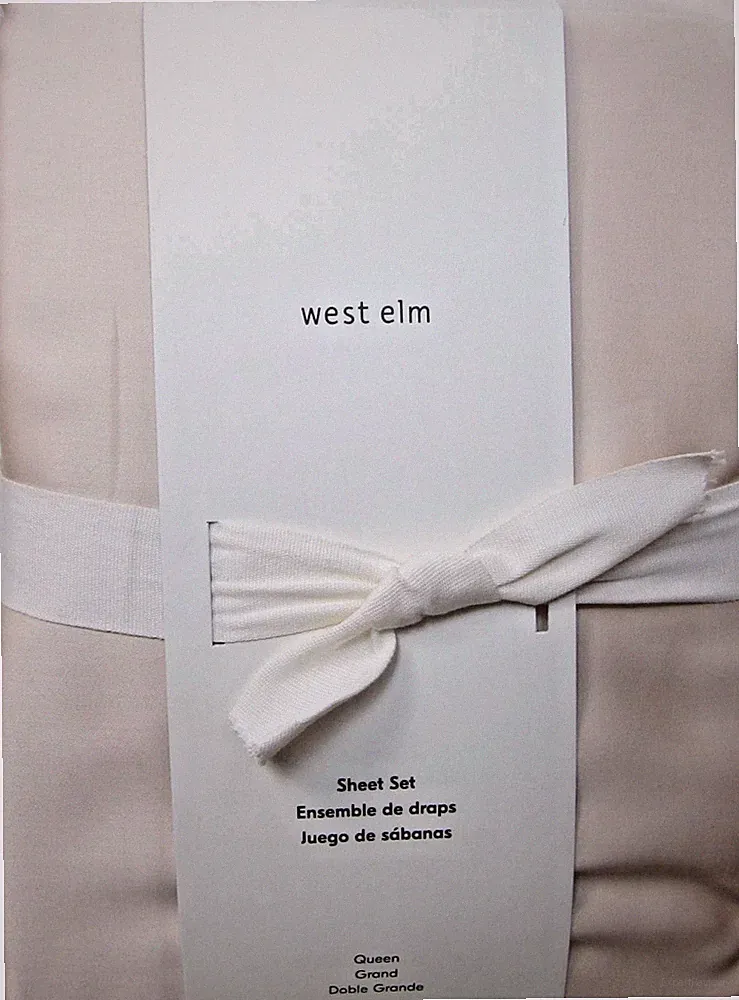 West Elm SILKY TENCEL Sheet Set QUEEN SAND Color NWT