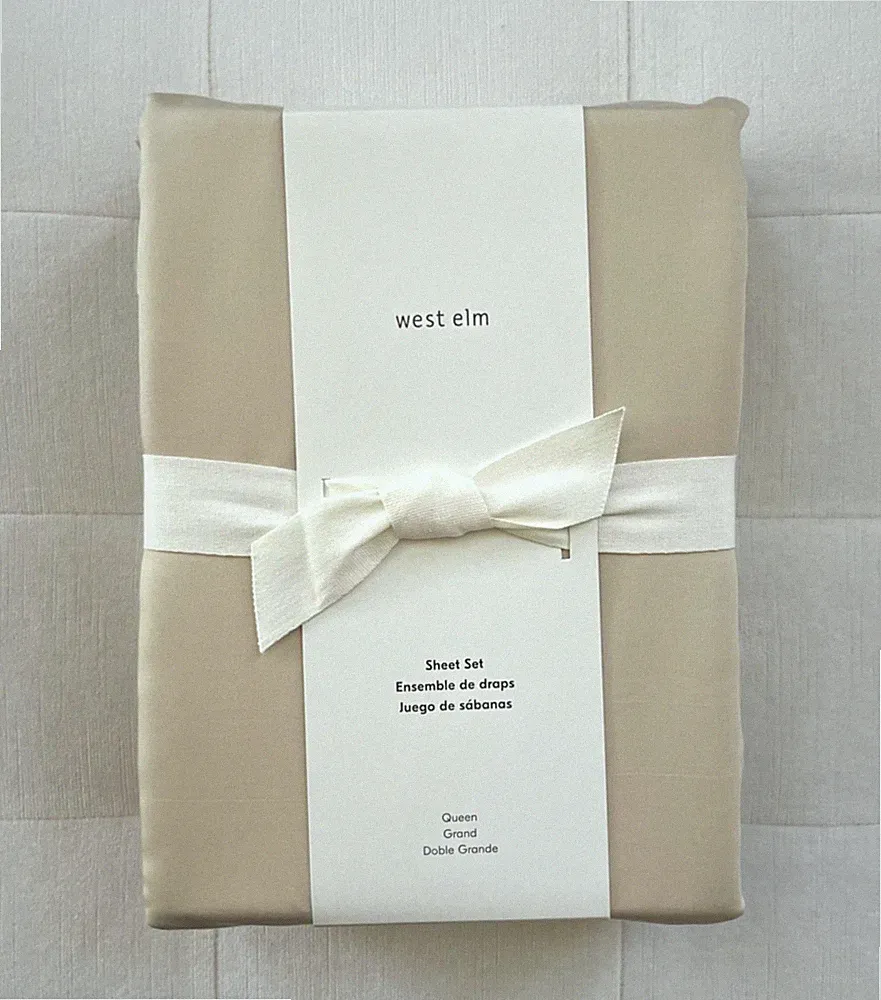 West Elm SILKY TENCEL Sheet Set Queen ~Sand~ Luxurious NWT