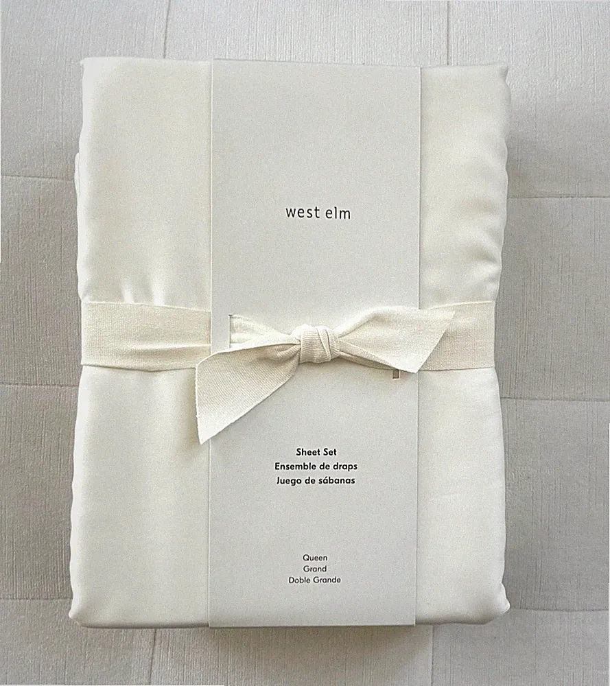 West Elm SILKY TENCEL Sheet Set Queen ~White~ Luxurious NWT