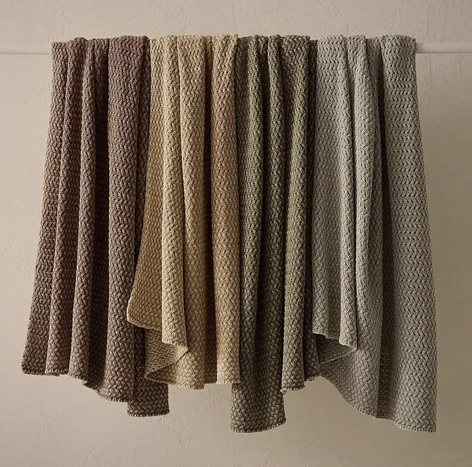 West Elm Stonewashed Cotton Throw 50x60" Artic Blue