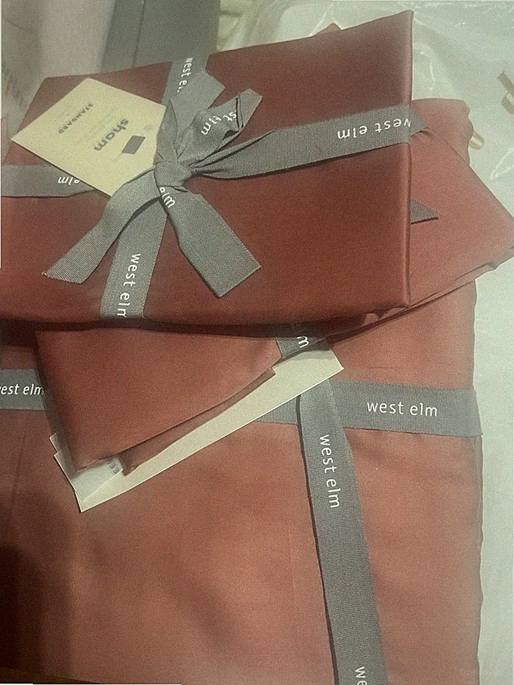 West Elm Tencel Duvet full queen 2 standard shams pink grapefruit New w tags